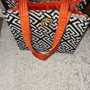Spartina 449 Geometric Navy and Orange Tote